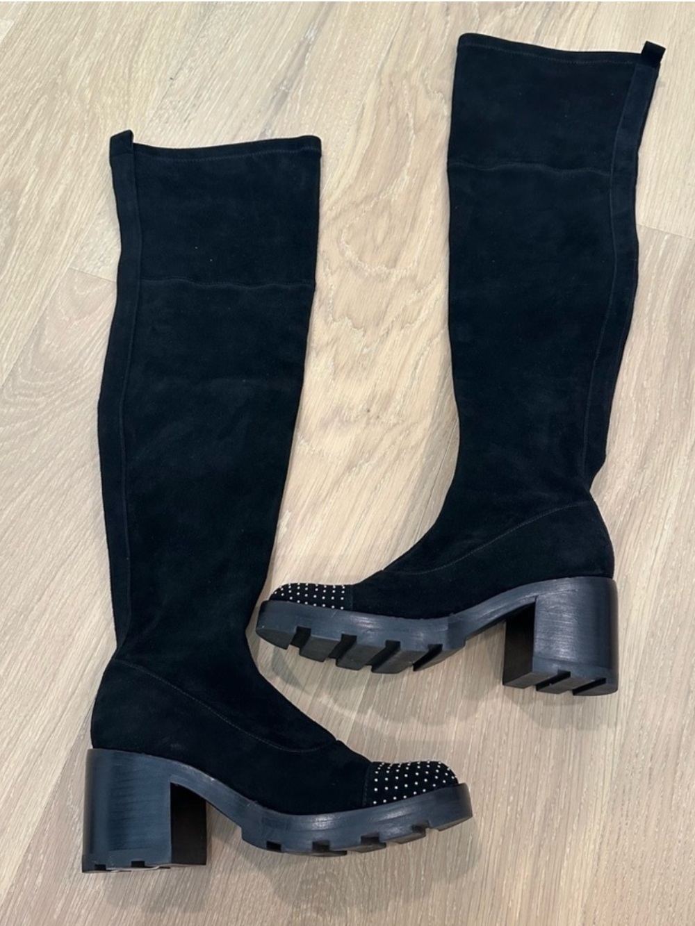 Sigerson Morrison Women’s Over the Knee Black Suede Heeled Boots Knee High Boots - Picture 4 of 16